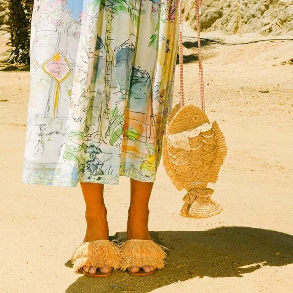 Alemais Horizon Raffia Fish Bag Natural NEW NWT - Picture 10 of 10